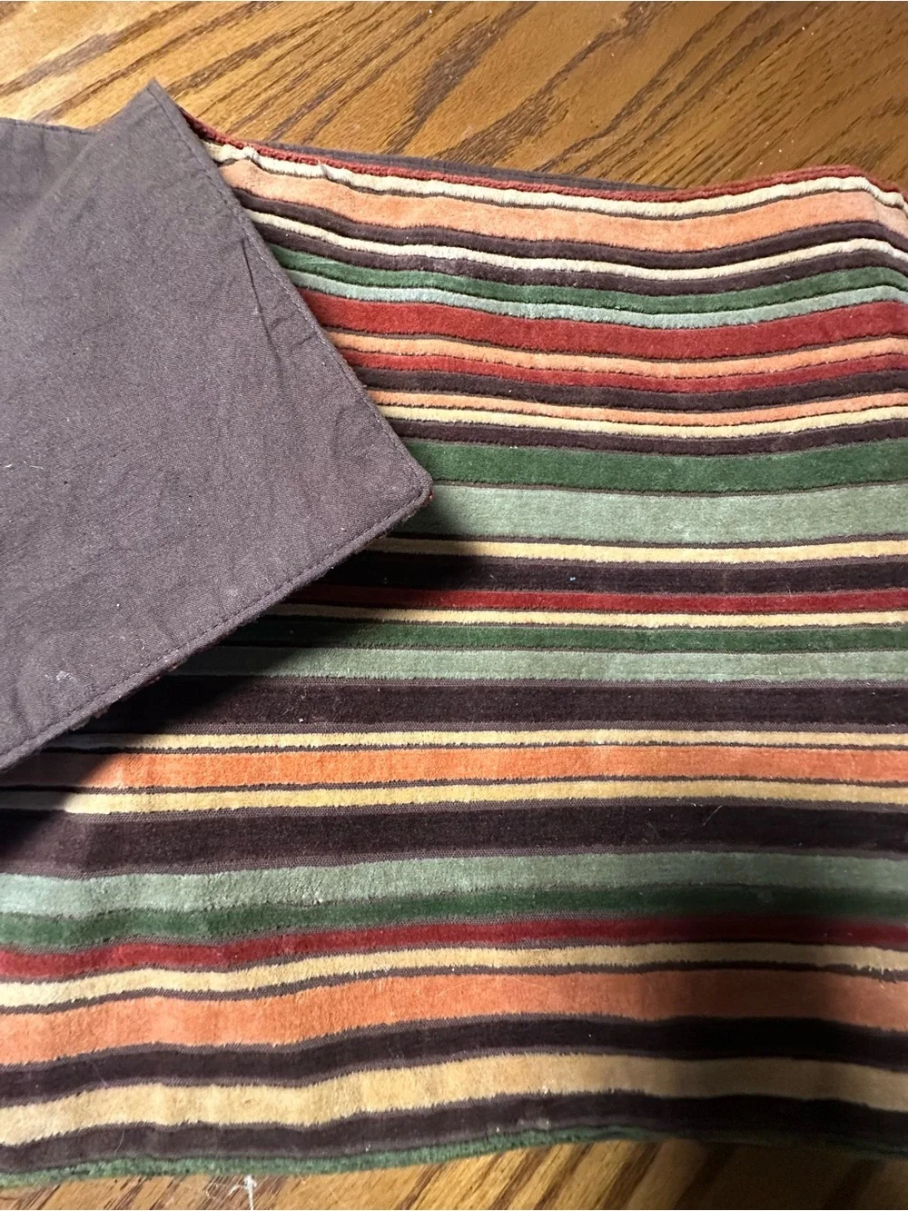 Striped Velour table Runner in Earth Tones